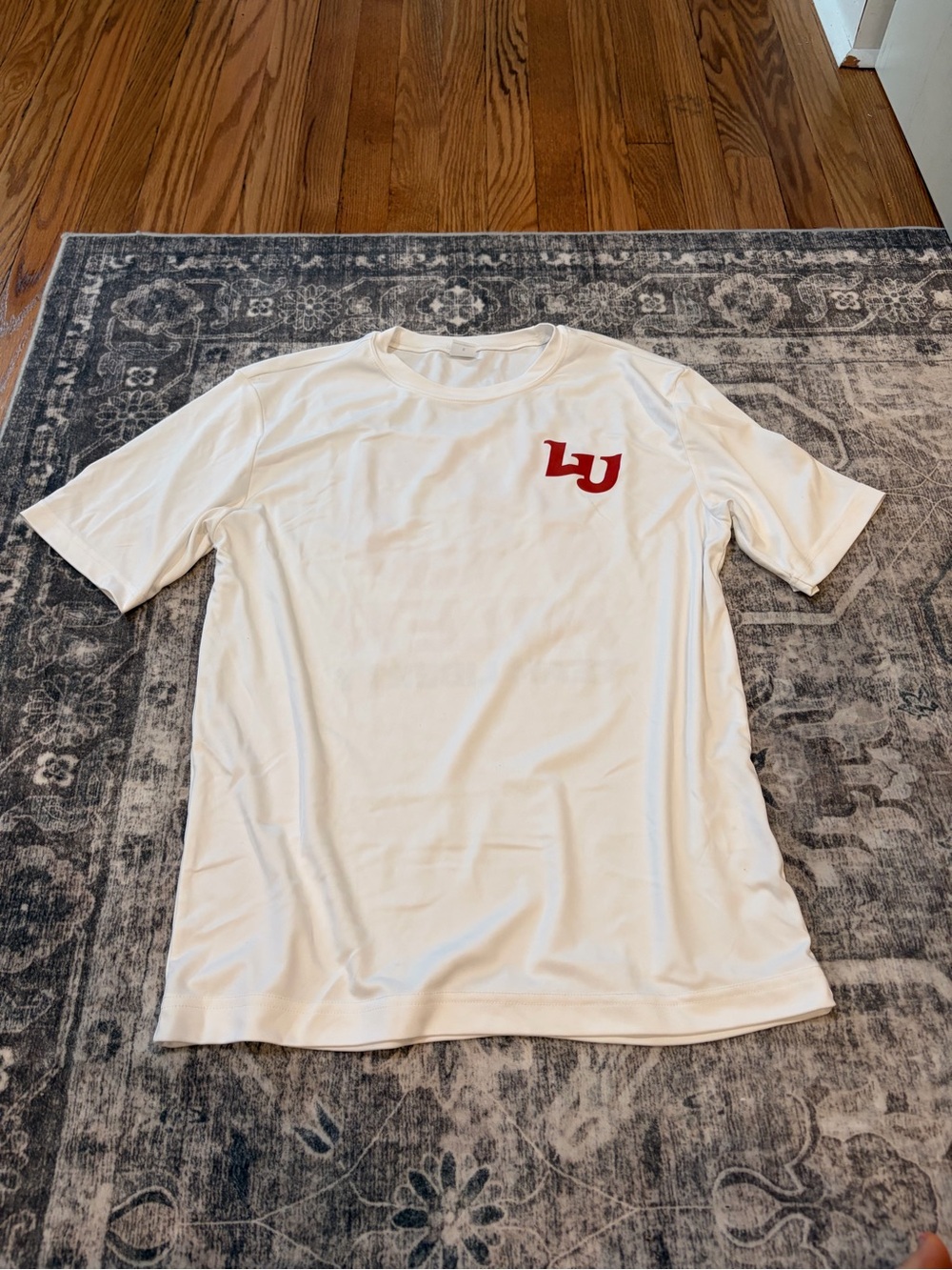 Sport-Tek White Short Sleeve Tee with Red LU Chest Emblem VA 10 miler